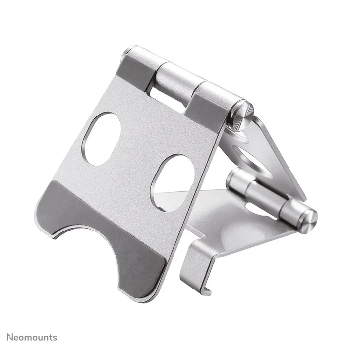 Neomounts DS10-150SL1 Soporte Plegable para Móvil/Smartphone hasta 4.7", Ajuste de Inclinación 270°, Plata - Soporte de Escritorio Pasivo con Almohadillas de Silicona