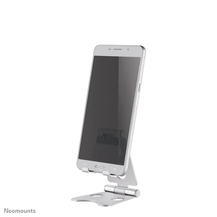 Neomounts DS10-150SL1 Soporte Plegable para Móvil/Smartphone hasta 4.7", Ajuste de Inclinación 270°, Plata - Soporte de Escritorio Pasivo con Almohadillas de Silicona