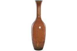 DKD Home Decor Jarrón de Cristal Reciclado Artesanal Ámbar 29x29x100 cm