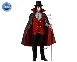 Disfraz de Vampiro Clásico con Capa Roja y Chaleco XS-S