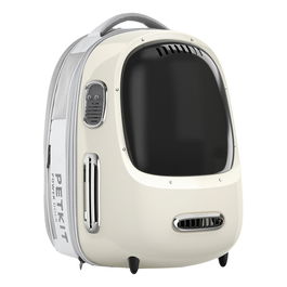 Petkit Breezy 2 Transportín Rígido para Mascotas con Ventilador - Mochila de Carga Frontal para Gatos y Animales Pequeños, Color Cremeweiß (Blanco Degradado)