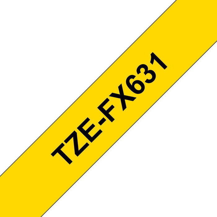 Brother TZe-FX631 Cinta Laminada Flexible Amarillo con Texto Negro 12mm