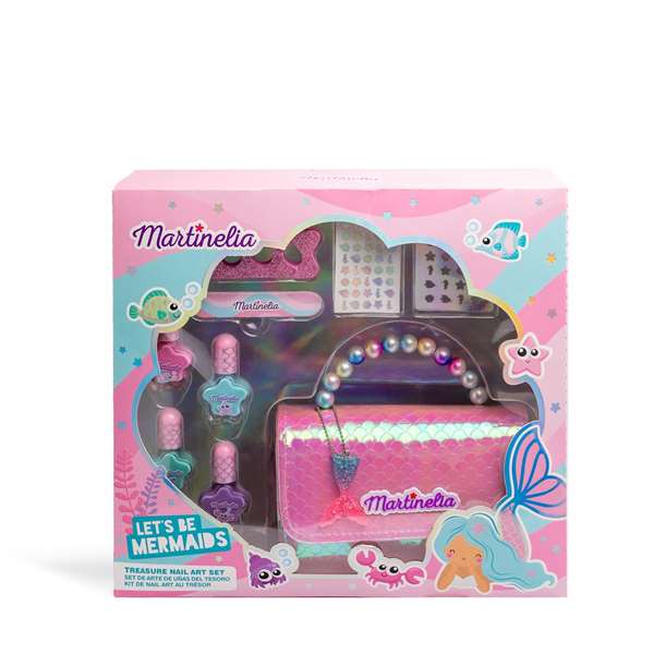 Aquarius Cosmetic Set de Arte de Uñas Let'Sbe Mermaids Treasure con Esmalte, Lima, Stickers y Gemas Adhesivas - 25.5x27x7 cm