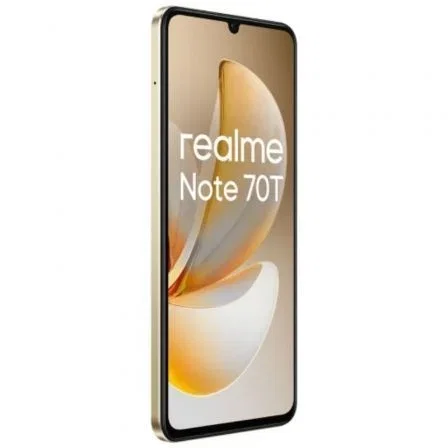 Realme Note 70T Smartphone - 4GB RAM, 256GB ROM, Pantalla 6.74", Batería 6000 mAh, Carga 15W, IP54, Dorado Playa