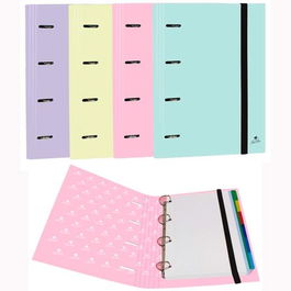 Mariola Carpeta Anillas Mixtas 4X25mm Carpeblock Recambio 100H A4 Goma 6 Separadores Cartón Forrado Surtidos Pastel