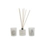 DKD Home Decor Set de 3 Velas de Cristal en Cera de Parafina Blanco