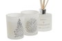 DKD Home Decor Vela Navidad Alpina Blanco Cristal Cera Parafina Set 3 Piezas 5 x 5 x 6 cm