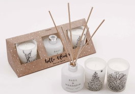 DKD Home Decor Set de 3 Velas de Cristal en Cera de Parafina Blanco