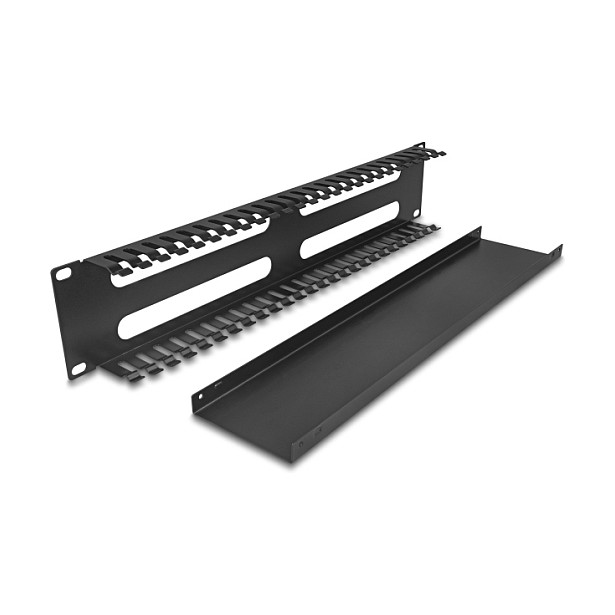 DeLOCK 81559 Panel de gestión de cables de 2U en metal negro con 4 aberturas DeLOCK 81559 Panel de gestión de cables de 2U en metal negro con 4 aberturas