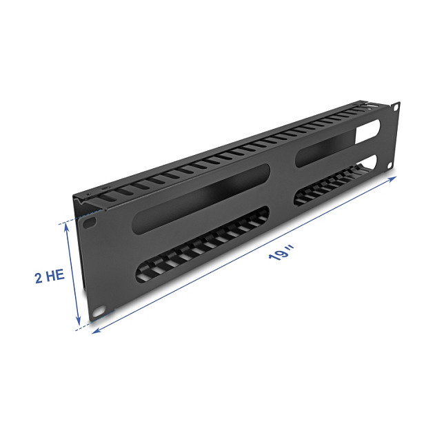 DeLOCK 81559 Panel de gestión de cables de 2U en metal negro con 4 aberturas DeLOCK 81559 Panel de gestión de cables de 2U en metal negro con 4 aberturas