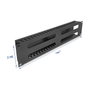 DeLOCK 81559 Panel de gestión de cables de 2U en metal negro con 4 aberturas