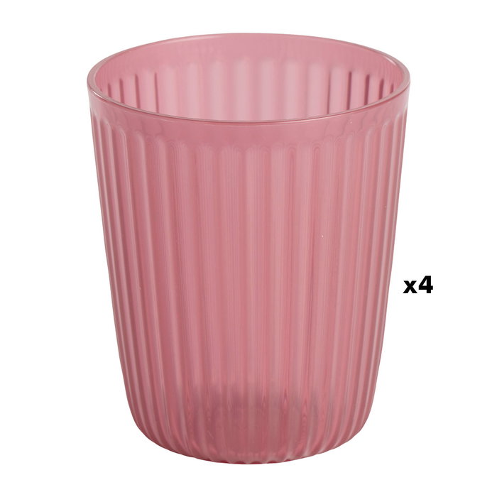 DAY - Juego de 4 Vasos 320 ml - Textura Estriada Antideslizante - Colores Surtidos - Apto Lavavajillas