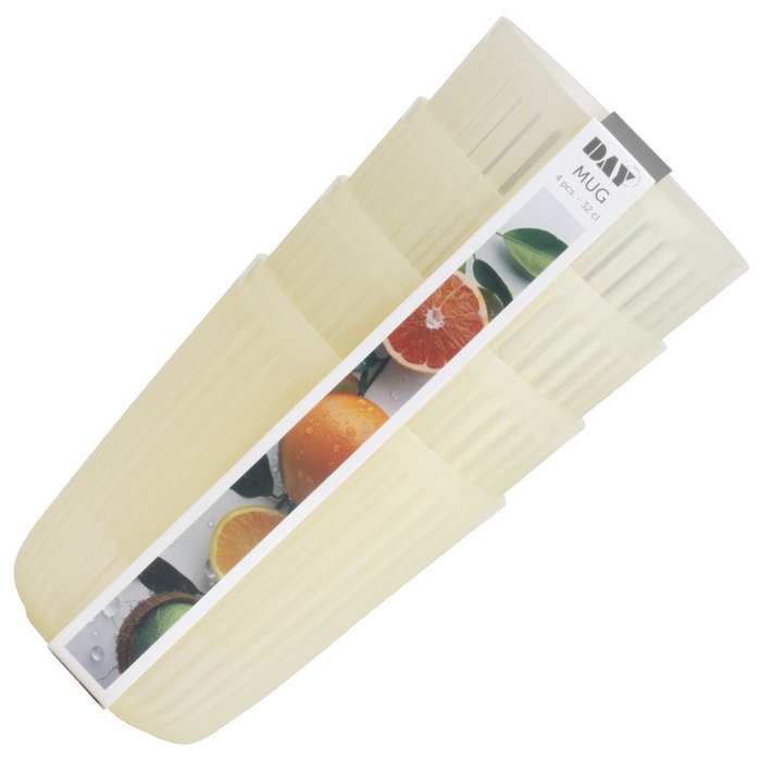 DAY - Juego de 4 Vasos 320 ml - Textura Estriada Antideslizante - Colores Surtidos - Apto Lavavajillas