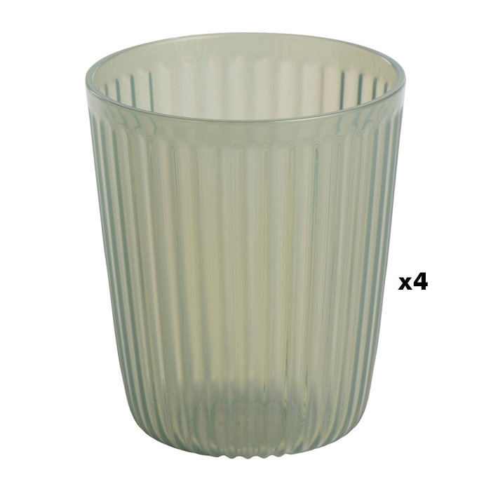DAY - Juego de 4 Vasos 320 ml - Textura Estriada Antideslizante - Colores Surtidos - Apto Lavavajillas