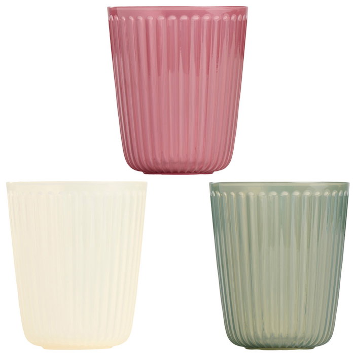 DAY - Juego de 4 Vasos 320 ml - Textura Estriada Antideslizante - Colores Surtidos - Apto Lavavajillas