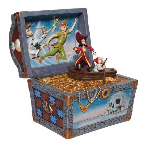 Enesco Figura Disney Peter Pan Cofre de Resina de Piedra, Acabados a Mano, 21 cm