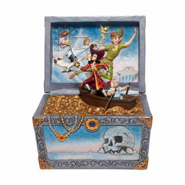 Enesco Figura Disney Peter Pan Cofre de Resina de Piedra, Acabados a Mano, 21 cm