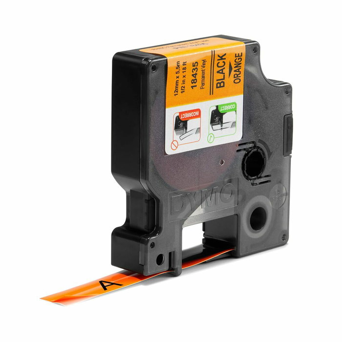 Dymo Rhino Cinta de Etiquetas Industrial ID1-12 Negro sobre Naranja 12mm x 5,5m Dymo Rhino Cinta de Etiquetas Industrial ID1-12 Negro sobre Naranja 12mm x 5,5m