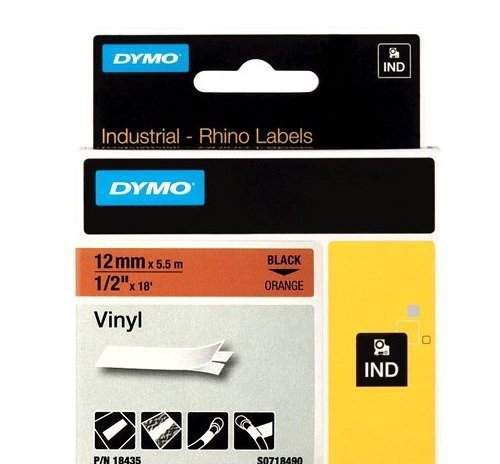 Dymo Rhino Cinta de Etiquetas Industrial ID1-12 Negro sobre Naranja 12mm x 5,5m Dymo Rhino Cinta de Etiquetas Industrial ID1-12 Negro sobre Naranja 12mm x 5,5m