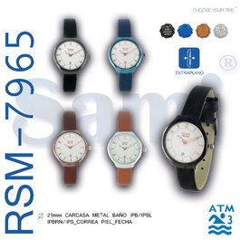 SAMI Reloj Sra. Piel Redondo Xtraplano 12 Números Fecha IP WR30 - Reloj de Piel Femenino