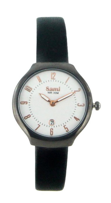 SAMI Reloj Sra. Piel Redondo Xtraplano 12 Números Fecha IP WR30 - Reloj de Piel Femenino