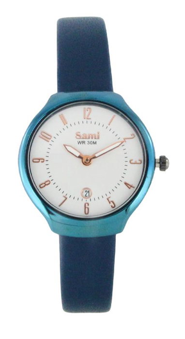 SAMI Reloj Sra. Piel Redondo Xtraplano 12 Números Fecha IP WR30 - Reloj de Piel Femenino