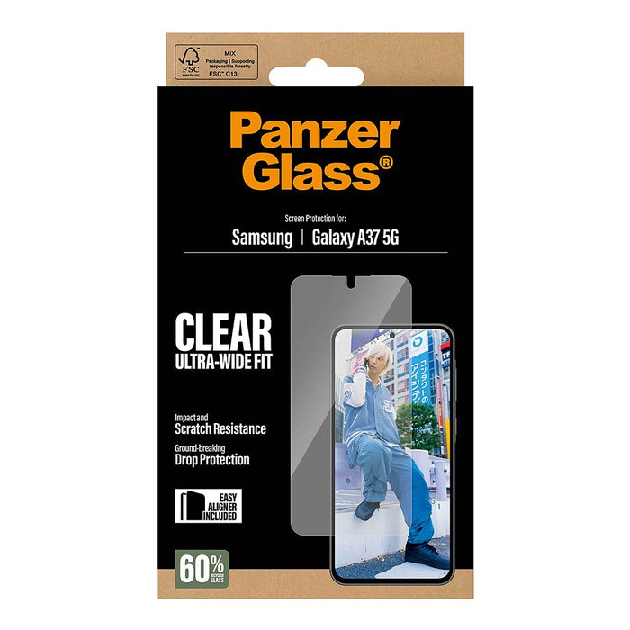PanzerGlass Protector de Pantalla Ultra-Wide Fit con EasyAligner para Samsung Galaxy A37 5G (6.7") | Transparente y Resistente a Rayones
