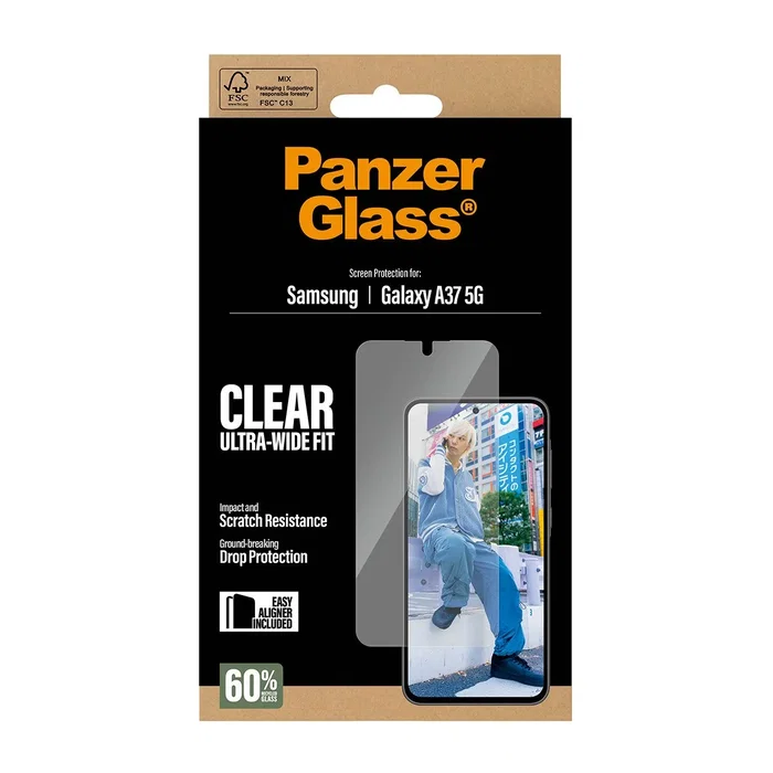 PanzerGlass Protector de Pantalla Ultra-Wide Fit para Samsung Galaxy A37 5G, Transparente