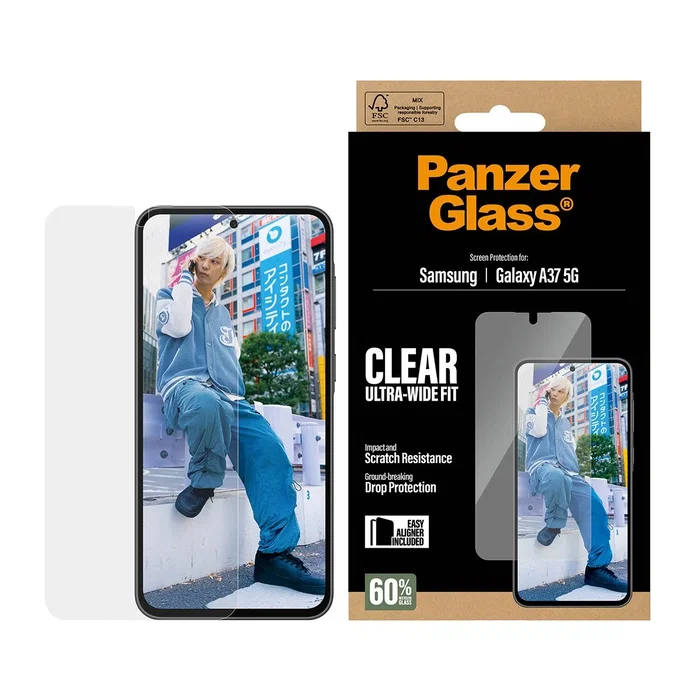 PanzerGlass Protector de Pantalla Ultra-Wide Fit para Samsung Galaxy A37 5G, Transparente