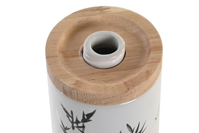 DKD Home Decor Dosificador de Gres y Hevea / Rubberwood 8x9x17,5