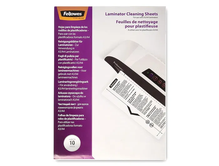 Fellowes Hojas de Limpieza para Plastificadoras, Pack de 10 Unidades, Compatibles con Todas las Plastificadoras