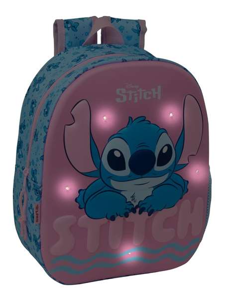 Safta Mochila 3D Stitch con LEDs Luminosa, 27 x 33 x 10 cm, para Niños (3+ Años)