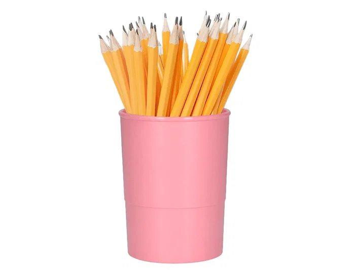 Q-connect Cubilete Portalapices Rosa Pastel Opaco Plastico Diametro 75 mm Alto 100 mm