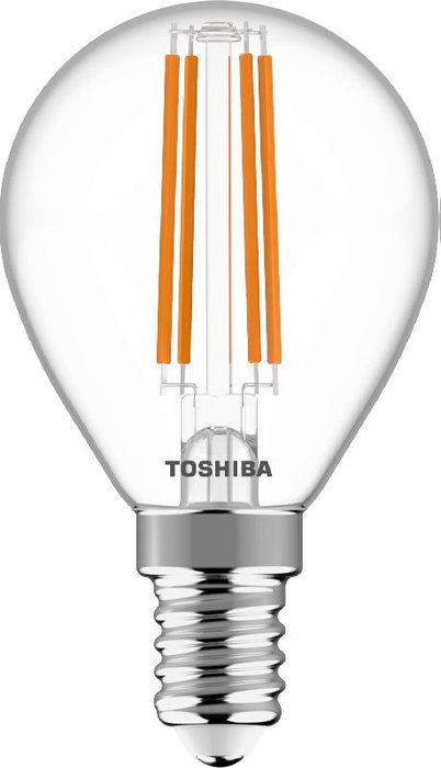 TOSHIBA Bombilla LED Filamento G45 E14 4.5W 2700K Luz Cálida