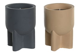 DKD Home Decor Set de 8 Velas de Cemento Beige y Azul con 2% de Perfume