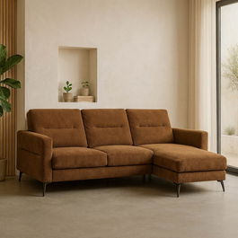 Sofá Chaise Longue Marrón Tejido Salón 238 X 160 X 87,50 cm