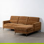 Sofá Chaise Longue Marrón Tejido Salón 238 X 160 X 87,50 cm