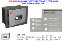 Caja fuerte electrónica motorizada para empotrar 102-IE