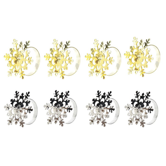 DKD Home Decor Set de 4 Servilleteros de Metal Copo Surtido Dorado y Plateado