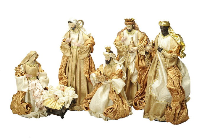 DKD Home Decor Nacimiento Corona Dorado Poliéster 50x5x50