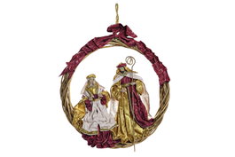 DKD Home Decor Nacimiento Corona Dorado Poliéster 50x5x50