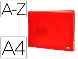 Liderpapel Carpeta Clasificador Fuelle 32110 Polipropileno DIN A4 Roja Transparente 13 Departamentos