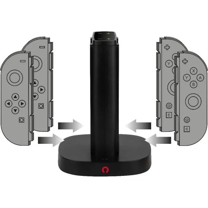 Konix Estación de Carga para 2 Mandos Joy-Con, Indicador LED, Conexión USB-A, Negro - 3328170304764