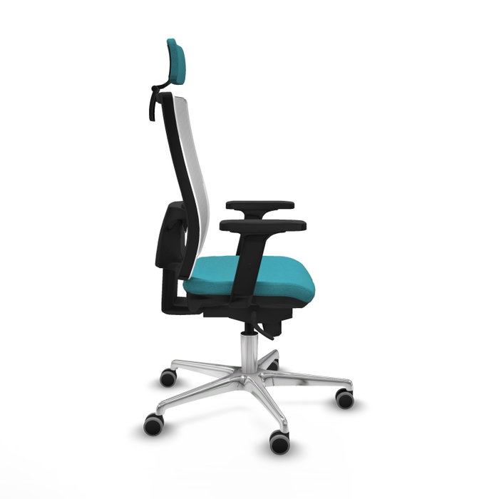 PIQUERAS Y CRESPO Silla de oficina Horna con mecanismo Sincro, Turquesa y Blanco