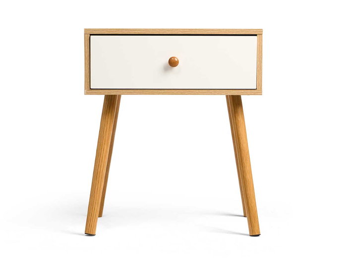 Giftdecor Mesita Auxiliar con Cajón Blanco Madera Chopo y MDF 40 x 30 x 47 cm