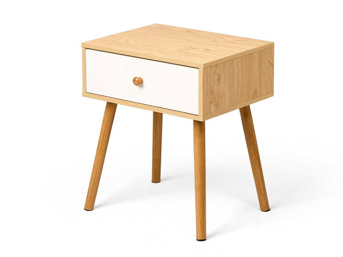 Giftdecor Mesita Auxiliar con Cajón Blanco Madera Chopo y MDF 40 x 30 x 47 cm
