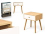 Giftdecor Mesita Auxiliar con Cajón Blanco Madera Chopo y MDF 40 x 30 x 47 cm