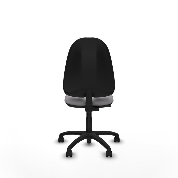 Silla de oficina Algarra con mecanismo Contacto permanente básico tapizada con Similpiel color Gris. Equipada con Base poliamida negra, Sin brazos y Ruedas de nailon 50 mm