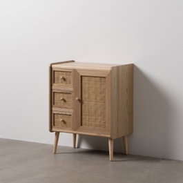 Ixia Mueble Auxiliar Natural con 3 Cajones y Puerta