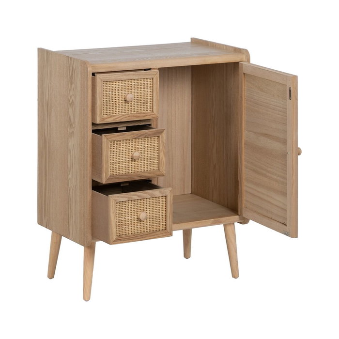 Ixia Mueble Auxiliar Natural con 3 Cajones y Puerta